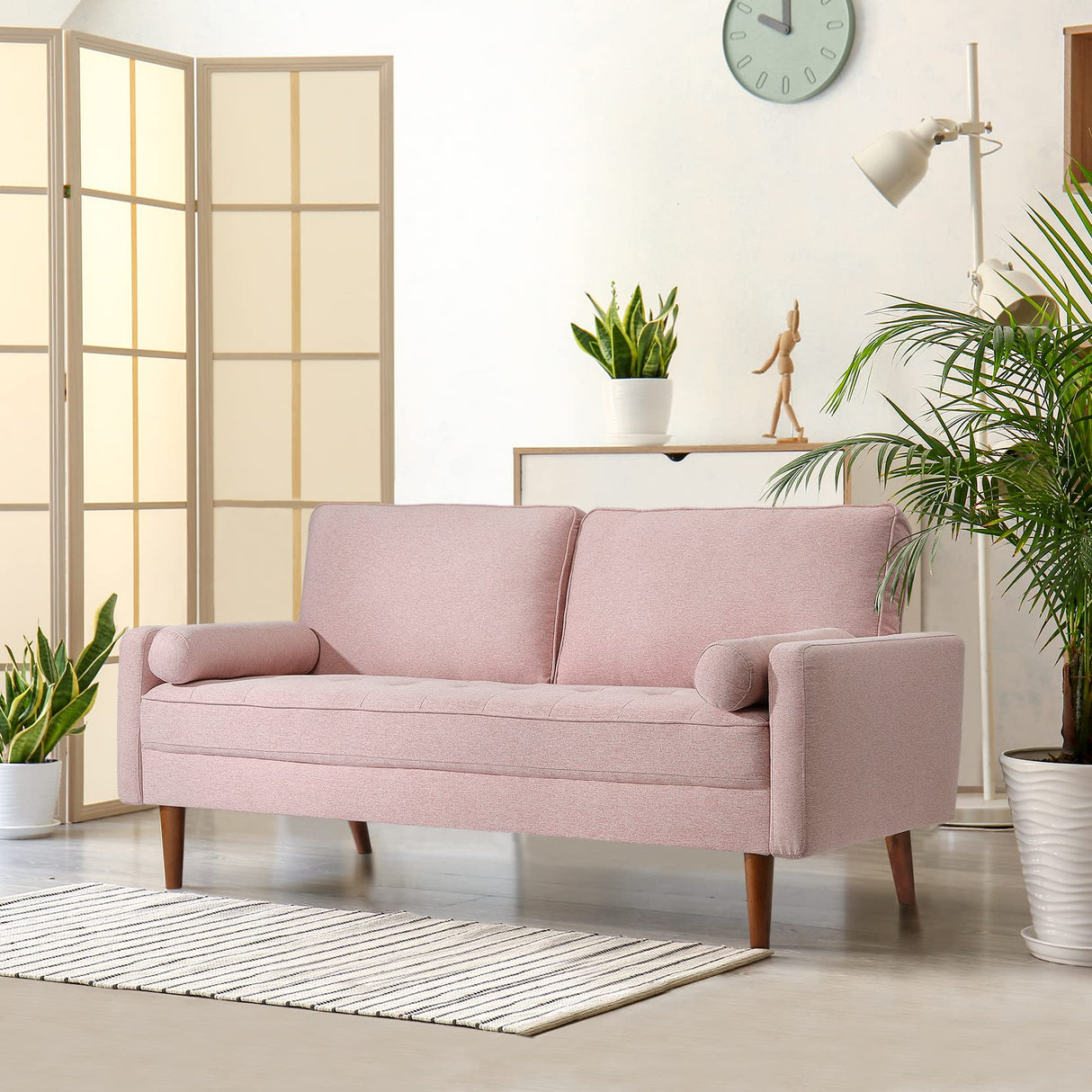 68 inch Sofa Couch, Mid Century Modern Sofa, Button Tufted Seat Cushion, Track Armrest