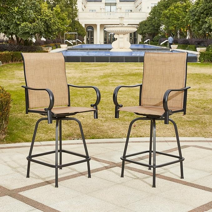 3-Piece Outdoor Bar Stools, Bar Table and Chairs Set - 360° Swivel