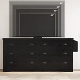 Dresser for Bedroom 6 Drawer with Charging Station, TV Stand Storage Chest of Drawers for Living Room Hallway