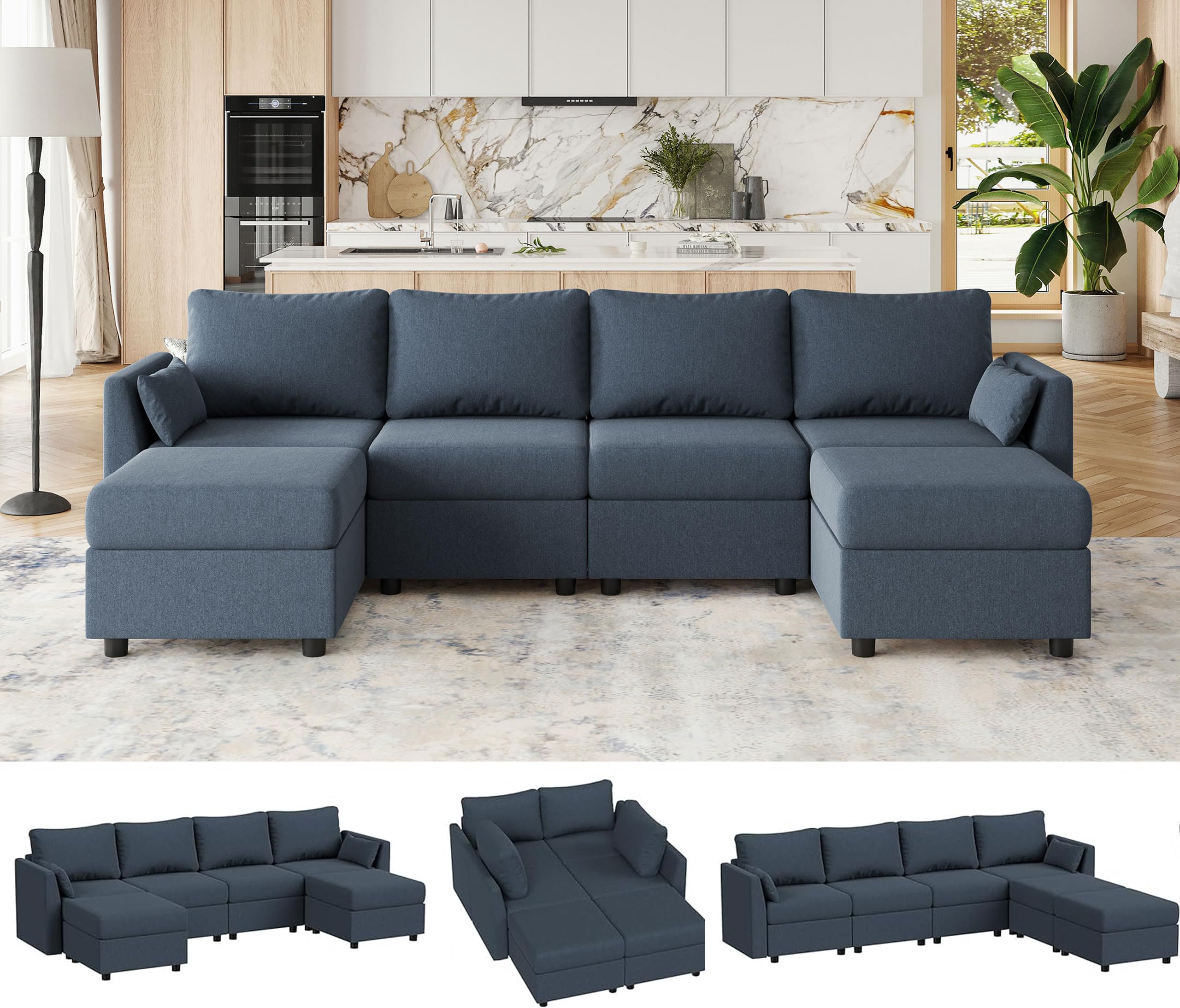 Modular Sectional Sofa, 6 Seat Modular Couch with Storage