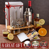 Cocktail Shaker Set Bartender Kit 12-Piece Bar Tool Set with Bamboo Stand Bar Set