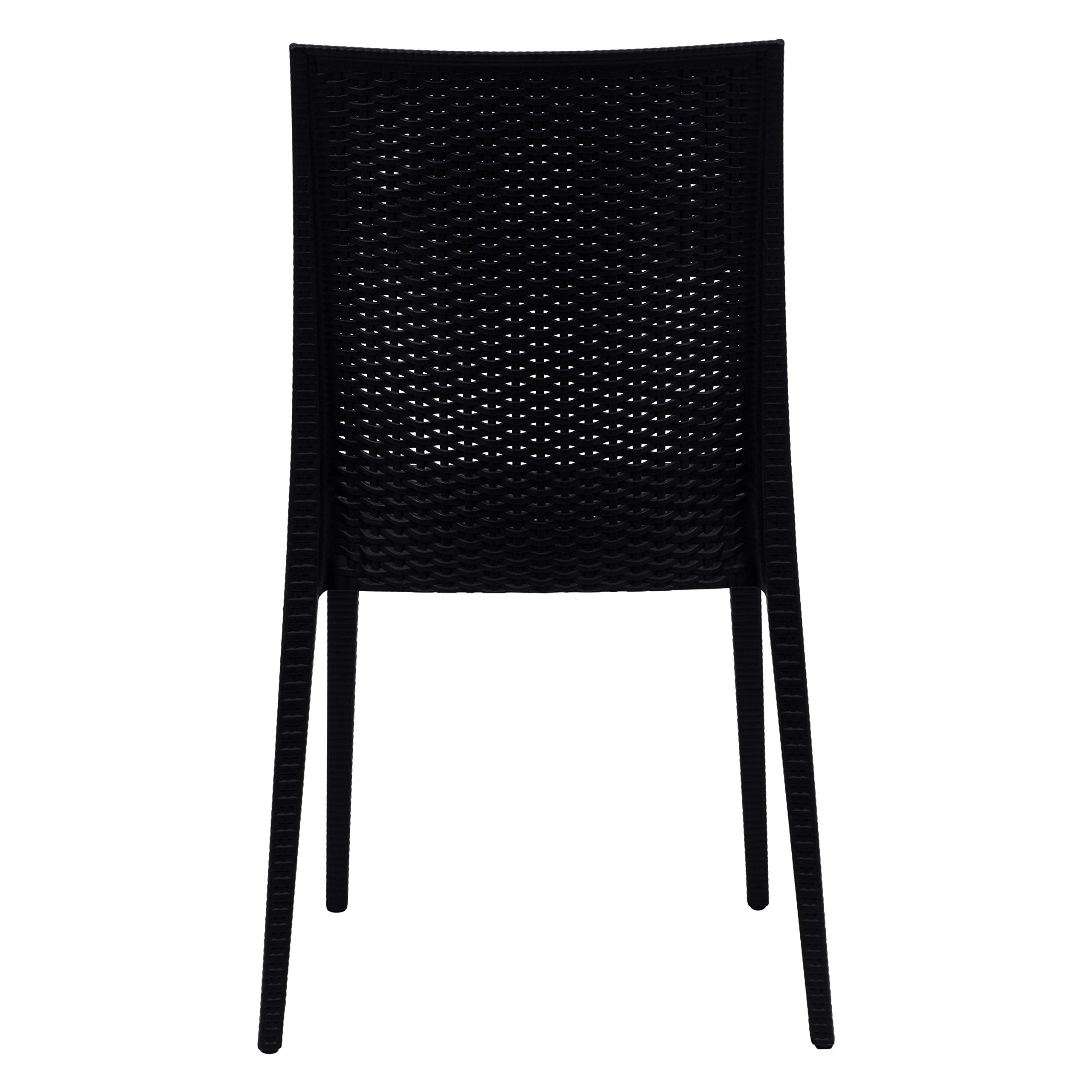 Modern Weave Design Mace Indoor/Outdoor Dining Chair (Set of 2), Black