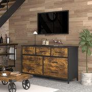 7 Drawer Wood Dresser, Industrial Wood Storage Dresser Clothes Organizer