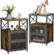 Nightstand Set of 2, Bedside Table with Drawer, Side Table, End Table