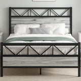 Industrial 51.2" Tall Headboard, King Platform Bed Frame with Heavy Duty Metal