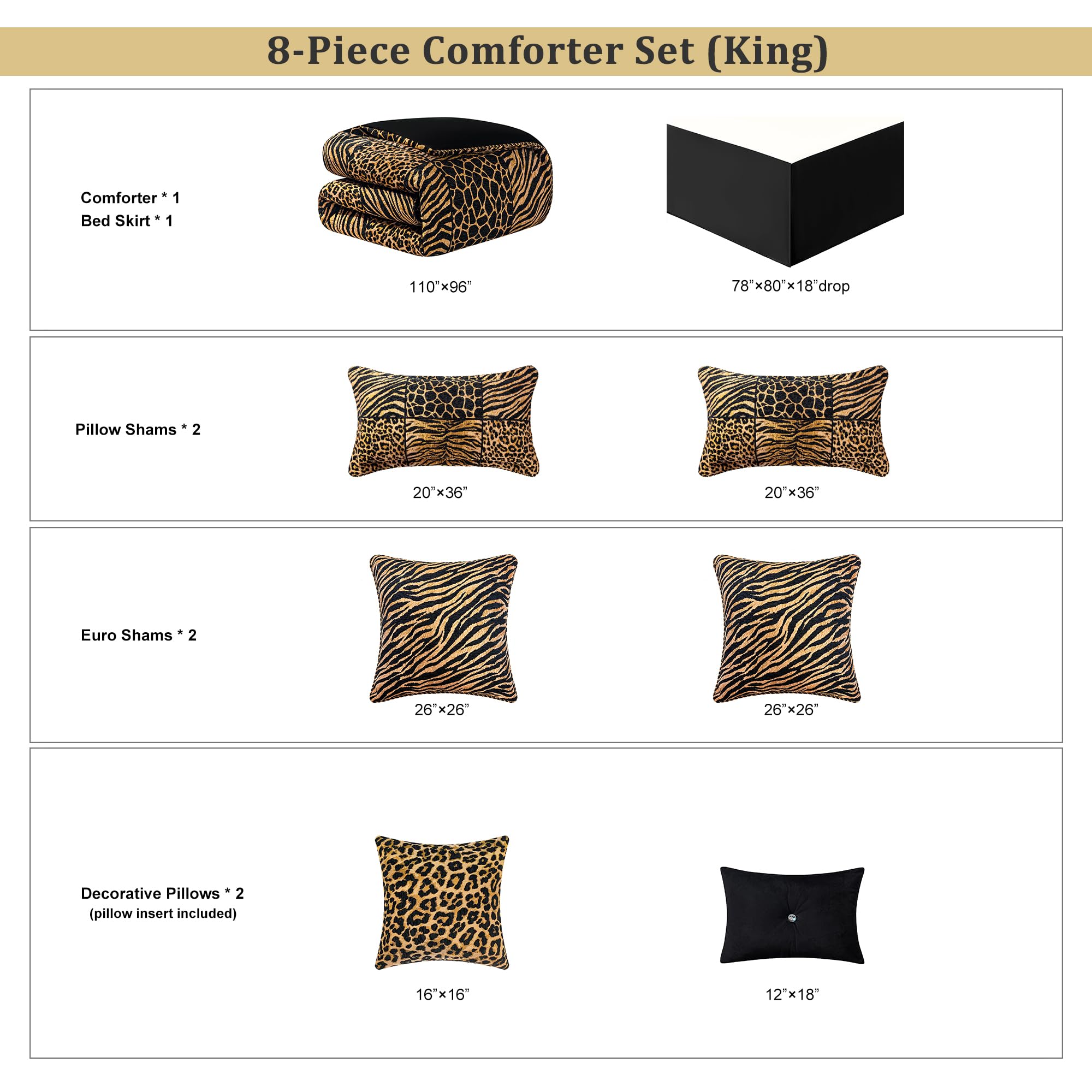 Safari Animal Print King Comforter Set - 8 Piece