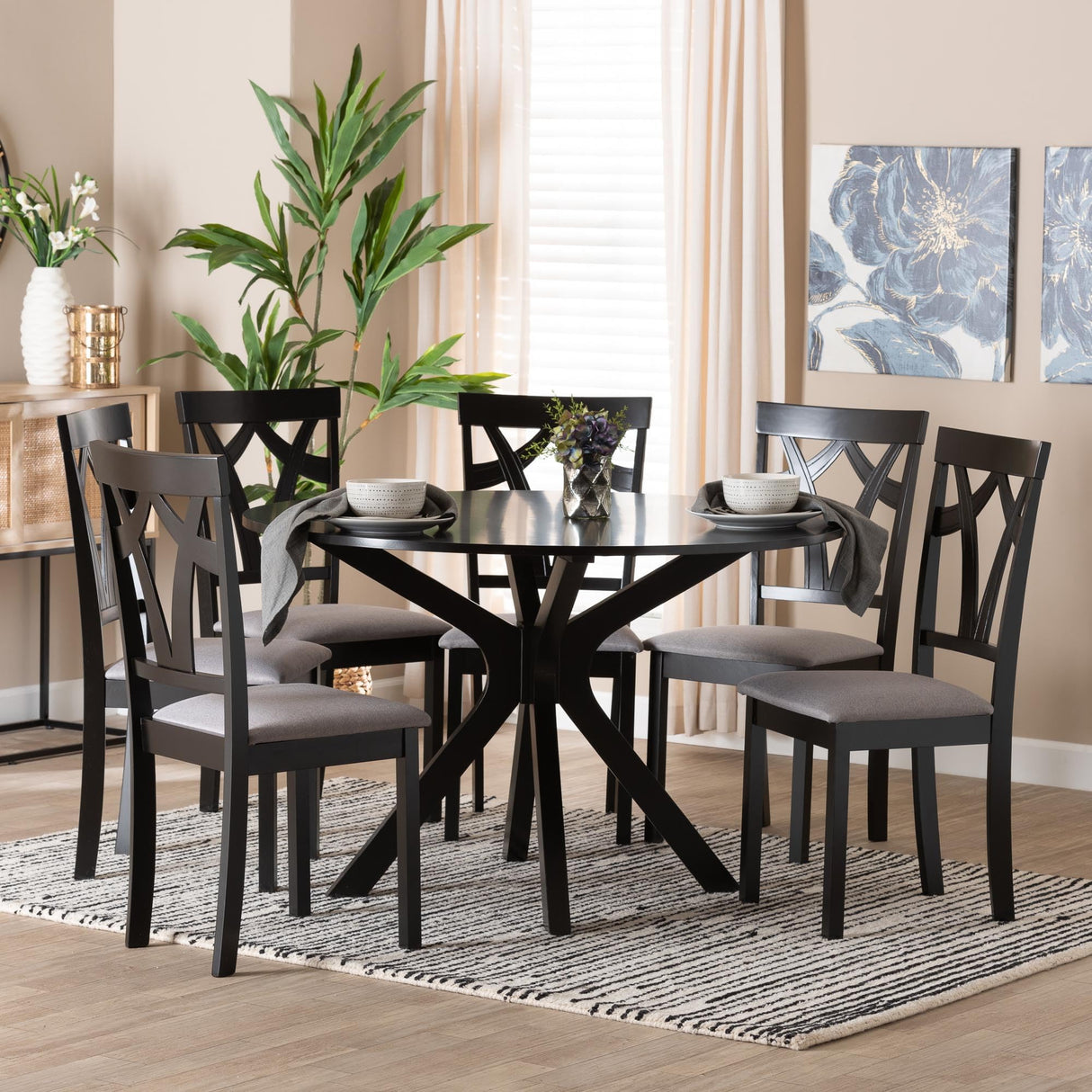 Luise Dining Set, 7-Piece, Grey