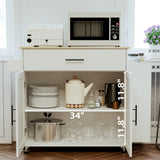 Kitchen Island with Storage, Rolling Kitchen Island on Wheels with Drop Leaf