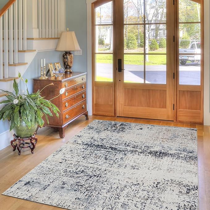 Area Rug 8×10, Large Vintage Boho Rug,Ultra-Soft Low Pile, Washable, Non Slip,Stain