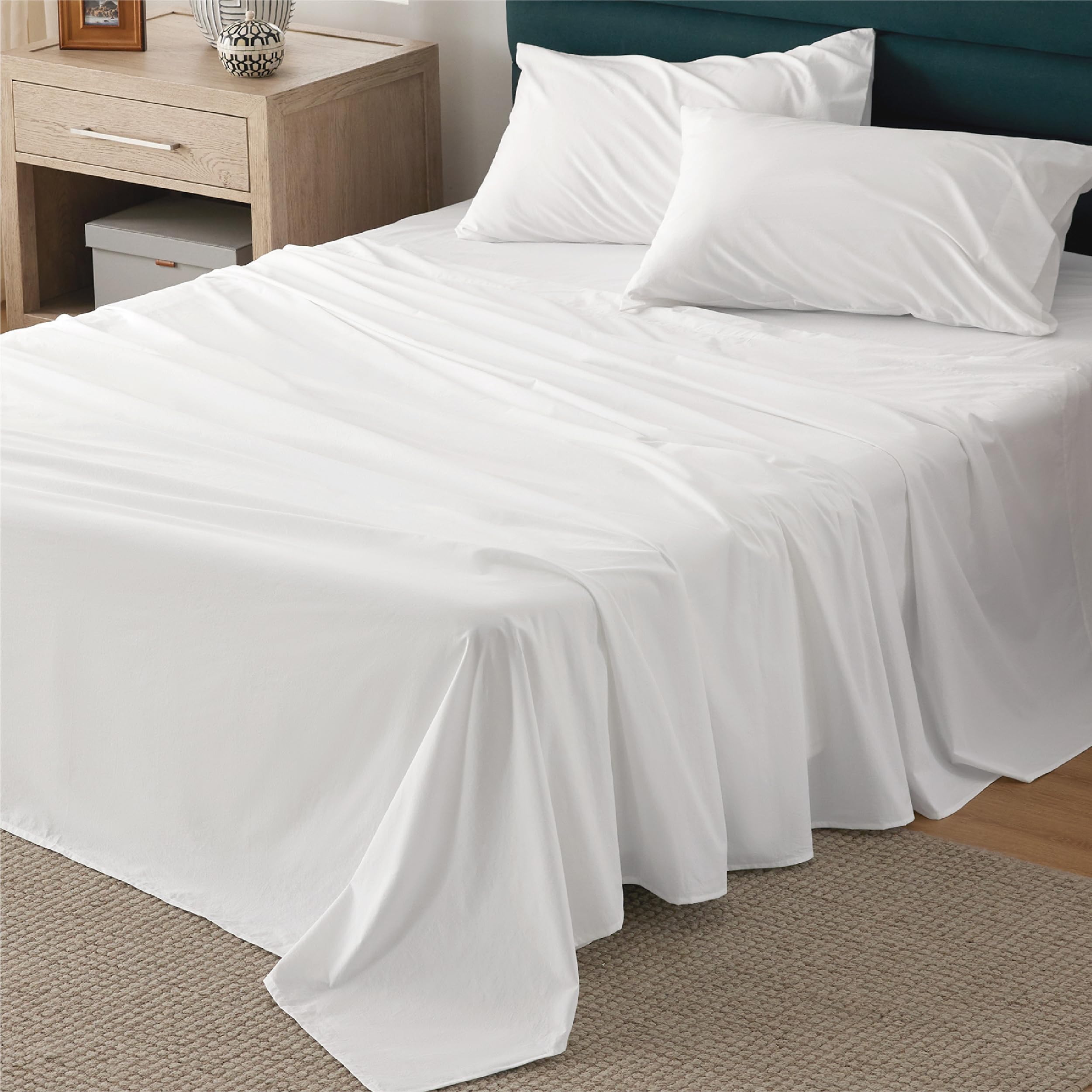 100% Cotton Sheets Queen Size - Soft Percale Sheets