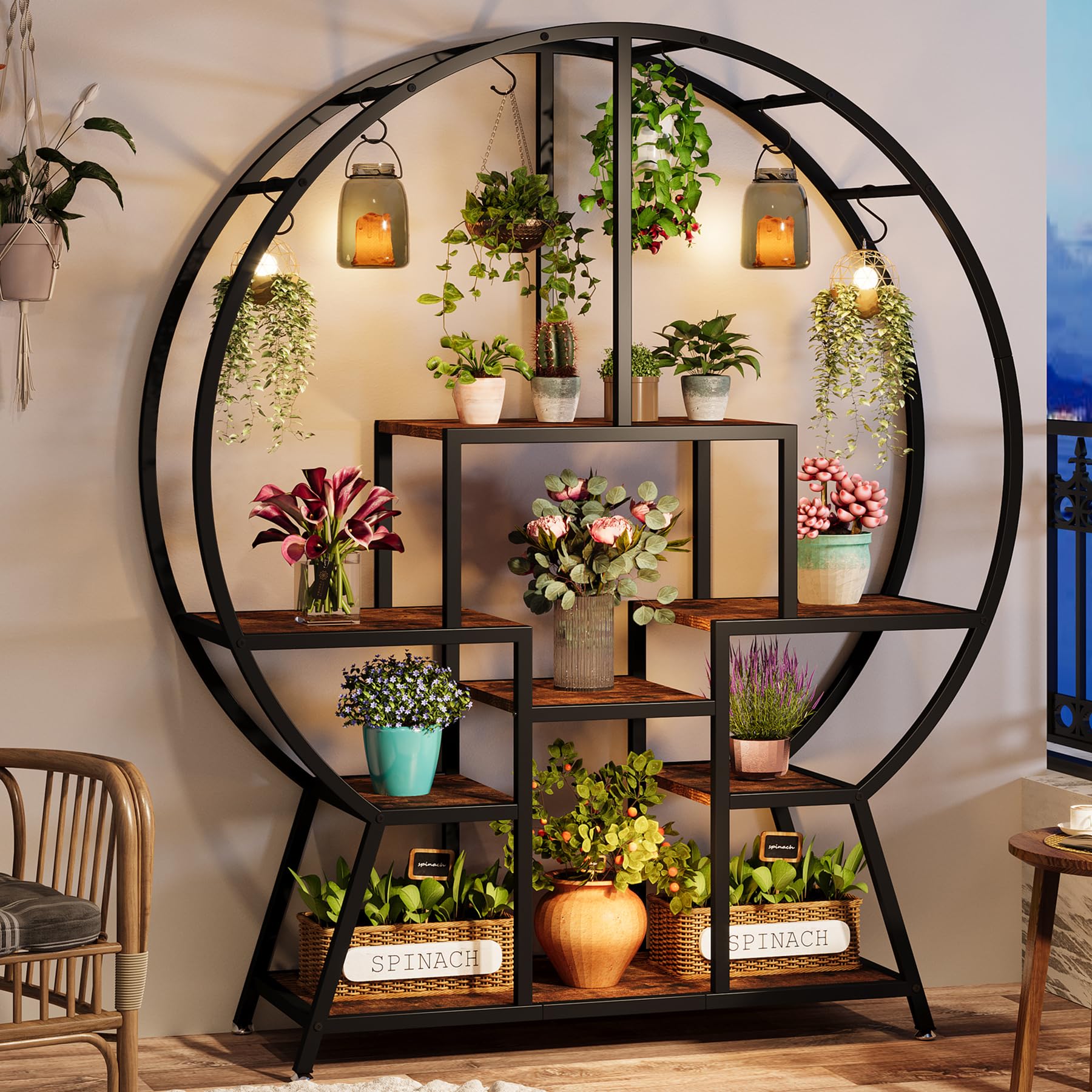 VerdantArc 7-Tier Circular Plant Shelf - Hanging Hook Design