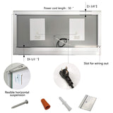 B&C 72"x36" Lighted Bathroom Mirror Wall Mounted|High Lumen LED Lights with CRI>95| Plug/Wall Switch Ready|Vertical or Horizontal|Defogger and Dimmer with Memory|Touch Switch|Non-Copper Silver Backed