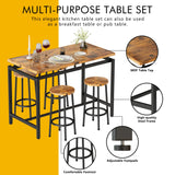 5 Pcs Dining Table Set, Industrial Kitchen Table and Chairs for 4, Bar Table Set Height