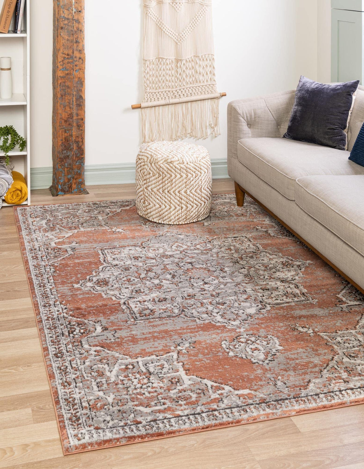 Nyla Collection Smile Area Rug - 10' x 14' Salmon Pink & Black