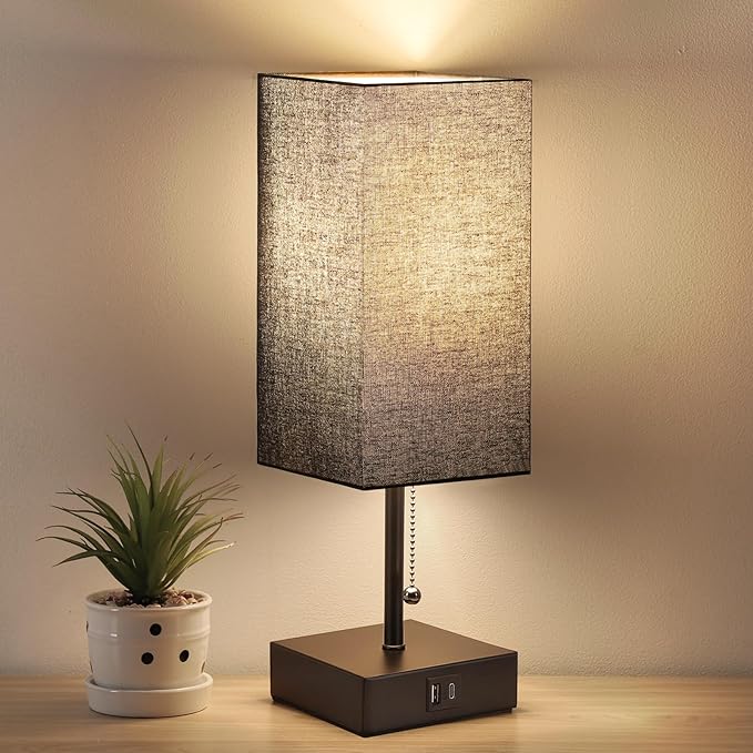 Bedside Table Lamp, Pull Chain Bedroom Lamp