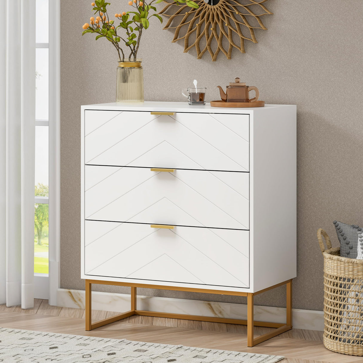 Modern Furniture set for Bedroom,One 9 Drawer Chest Storage with two 3 drawers set