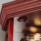 Cabinet Lighted Corner Display, Glass Display Shelf Shelving Bar Cabinet with Tempered Glass Door, Bar Cabinet,Cabinet with Adjustable Shelf Glass (Reddish Brown)