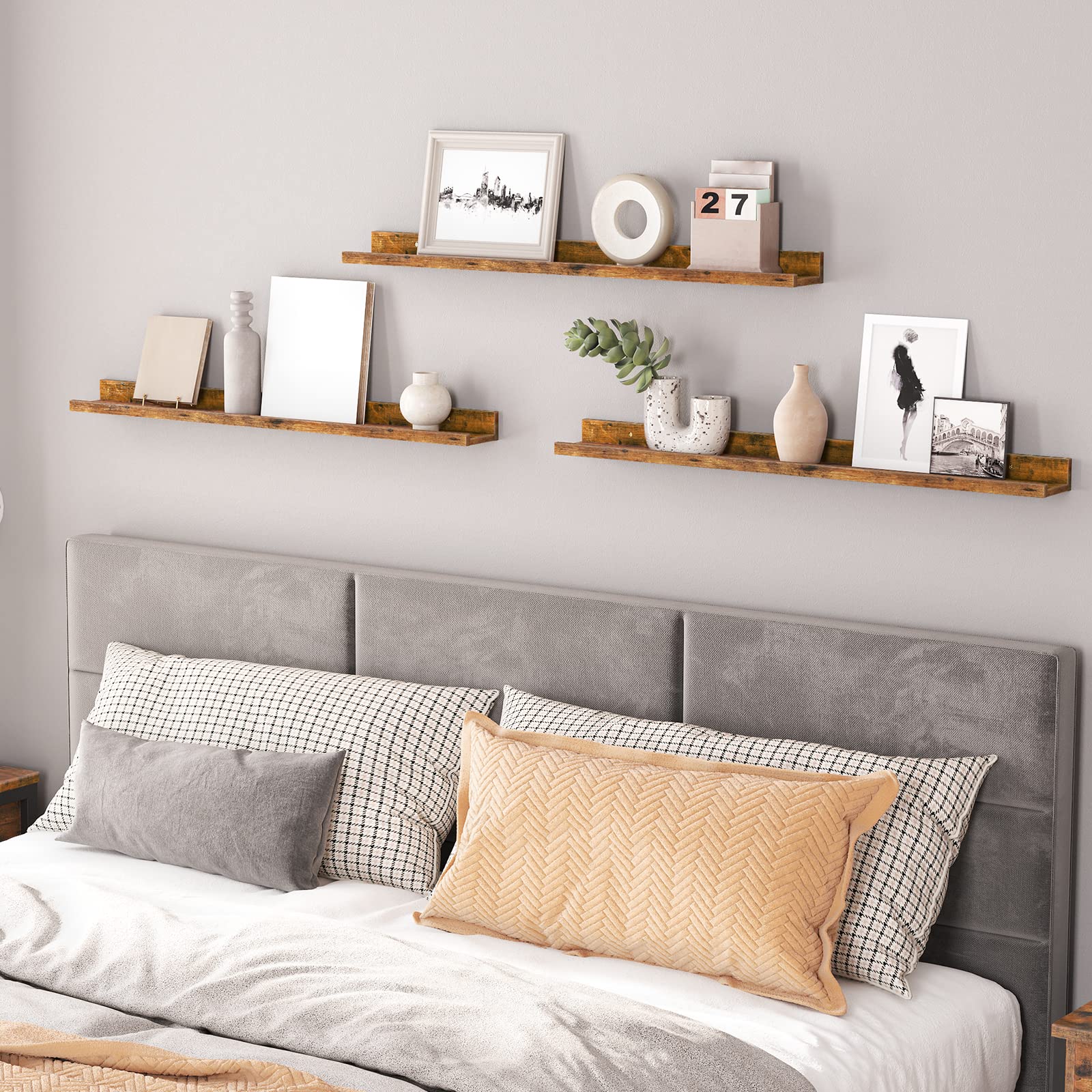 15.7 Inch Floating Shelves and 35.4 Inches Wall Shelf Bundle, Set of 2 and Set