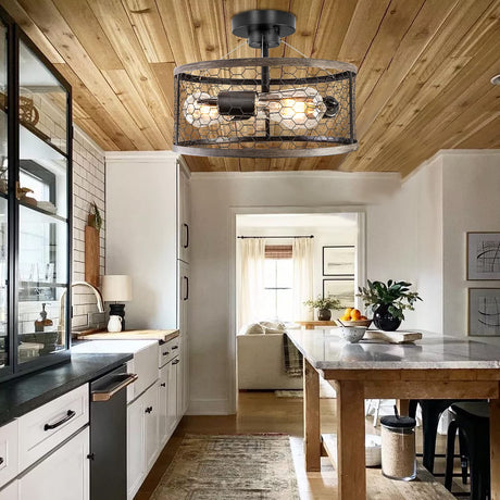 Rustic Ceiling Light Fixture 3-light,Farmhouse Cage Light Fixtures ,Chandeliers