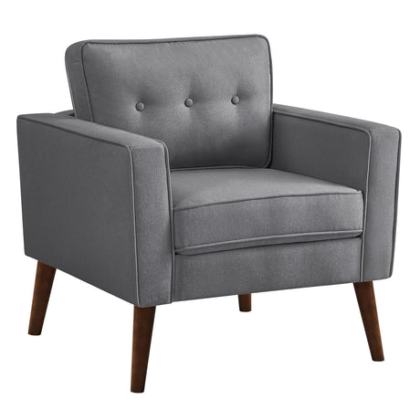 Accent Chair, Fabric Sofa Chair with Upholstered Cushion, Solid Wood Legs, Occasional Modern Club Chair, Tub Chair for Living Room, Dining Room, Office, Gray ULAC003G01