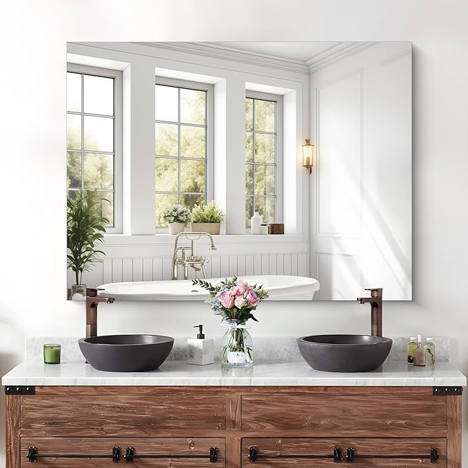 Frameless Mirror,  Bathroom Mirror for Over Sink, Unframed Vanity Mirror