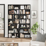 82" Tall Bookshelf, 7-Tier Open Shelves Bookcase, Freestanding Display Storage Shelves, Tall Bookcase Home Decor Furniture for Home Office, Living Room, Bedroom, Black