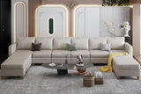 Large Modular Sectional Couch U Shaped Sofa with Storage, Faux Leather Modular Sofa 11 Seat Convertible