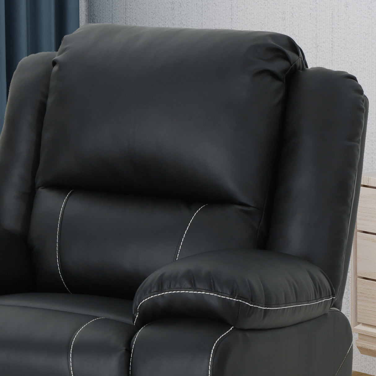 Deal Furniture Teresa Classic Tufted Leather Swivel Recliner, Black 37.5D x 39W x 39.75H