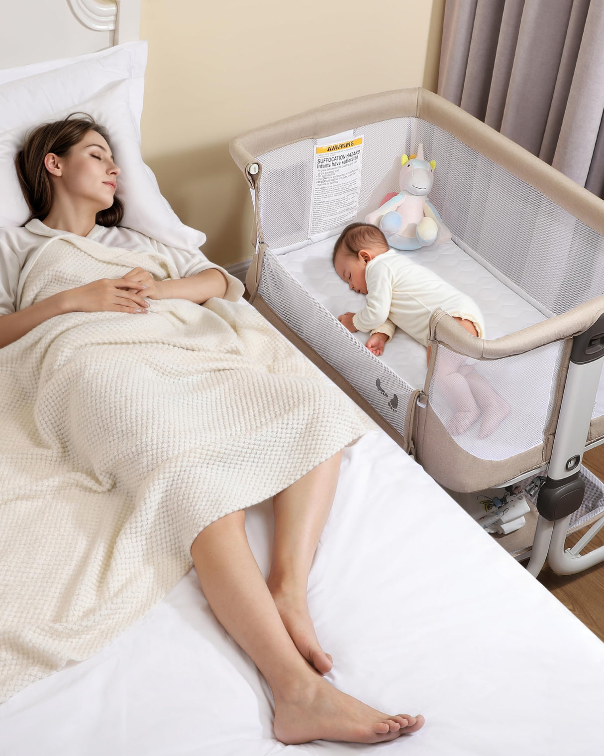 Baby Bassinet Bedside Sleeper, 3-in-1 Rocking Baby Bassinet Bedside