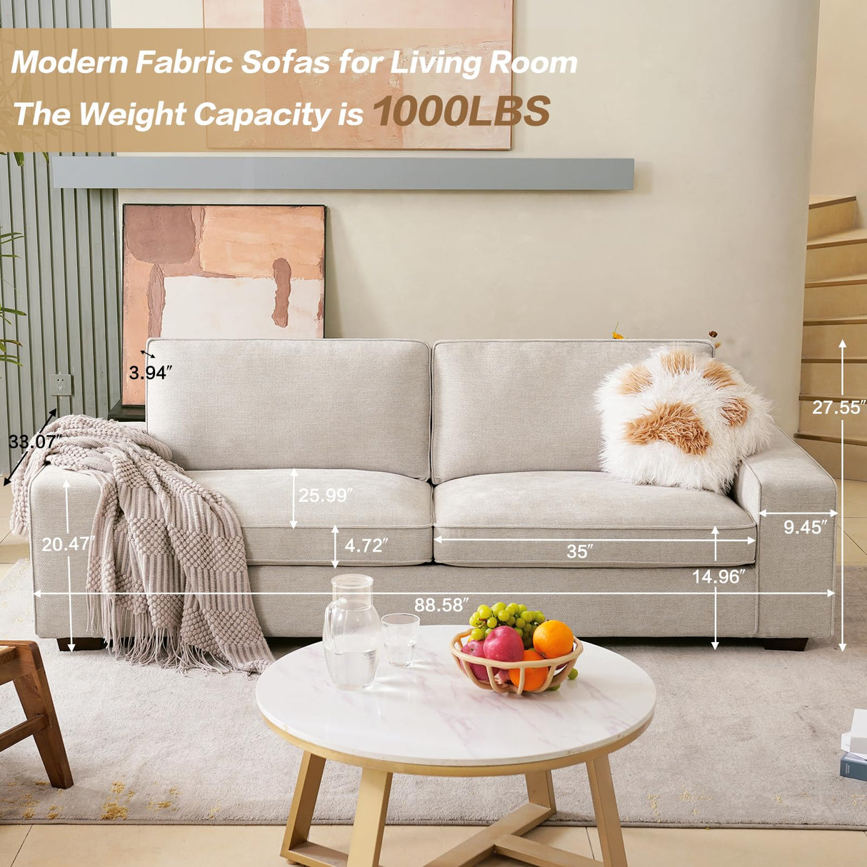 Modern Sofas Couches for Living Room, Loveseat Sofas & couches with Removable Sofa