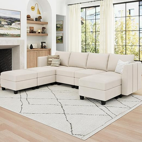 Modular Sleeper Sofa Velvet Sectional Couch with Storage 8 Seats Sectional