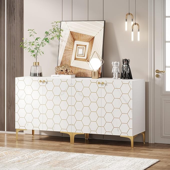 63" Modern Buffet Sideboard Set of 2, Buffet Storage Cabinet with Doors