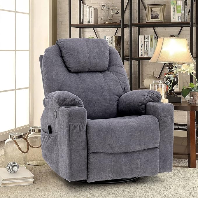Ouinch PowerRelax Swivel Recliner with Massage & Heat