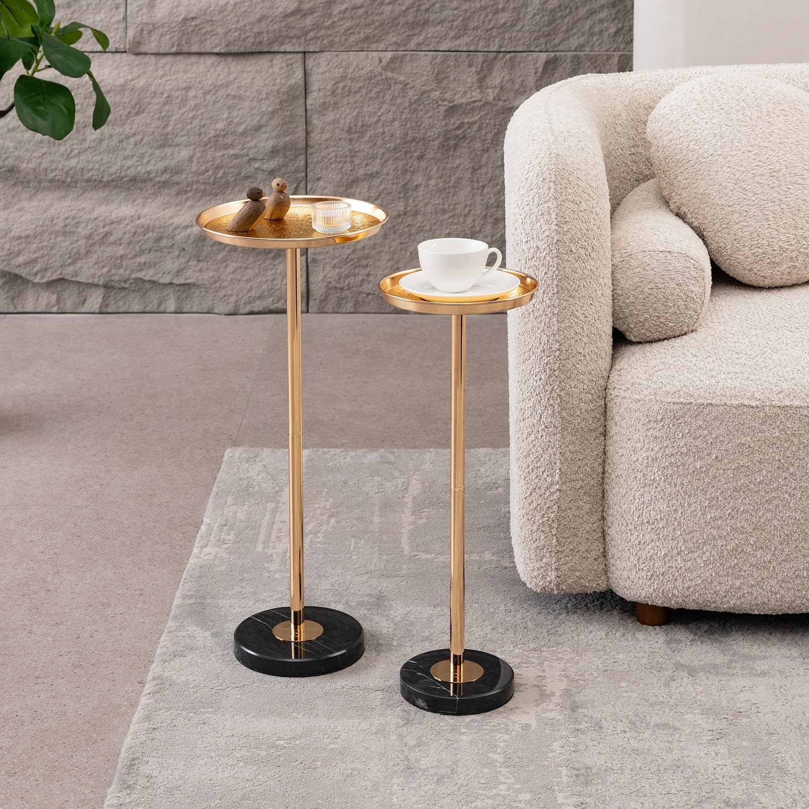 Gold Small End Table Pedestal Table for Decorative Display and Storage