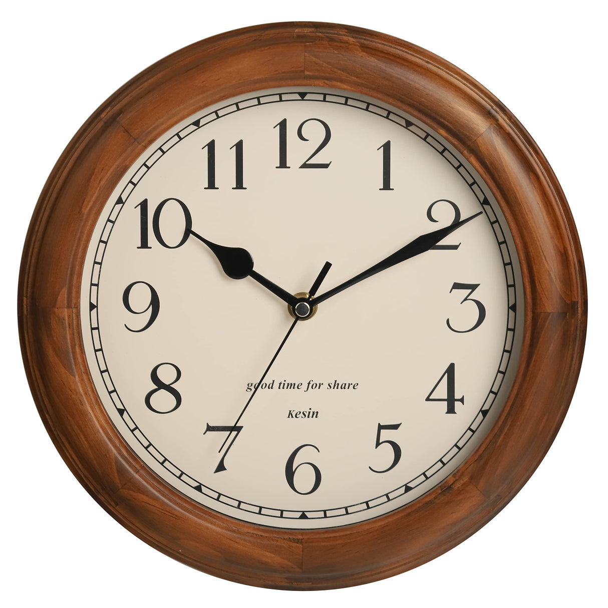 Wooden wall clock with Retro Design, 11 Inches Round Wall Clock Battery Operated Silent Non