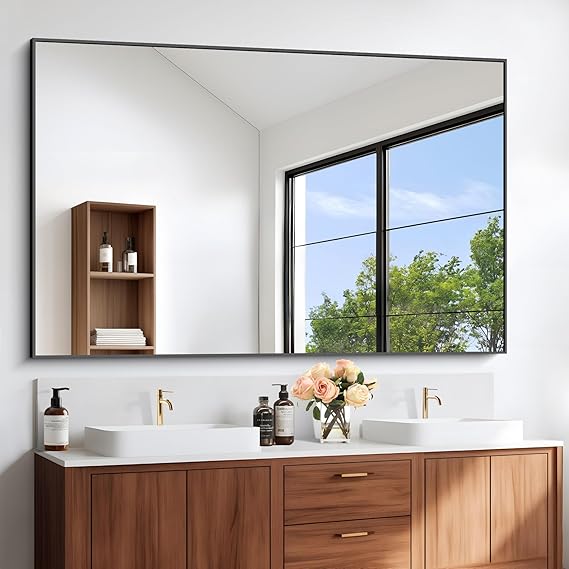 Black Bathroom Mirror,  Wall Mirror with Metal Frame