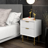 Modern 2-Drawer Nightstand Set of 2, Contemporary Side Table, Retro-Inspired