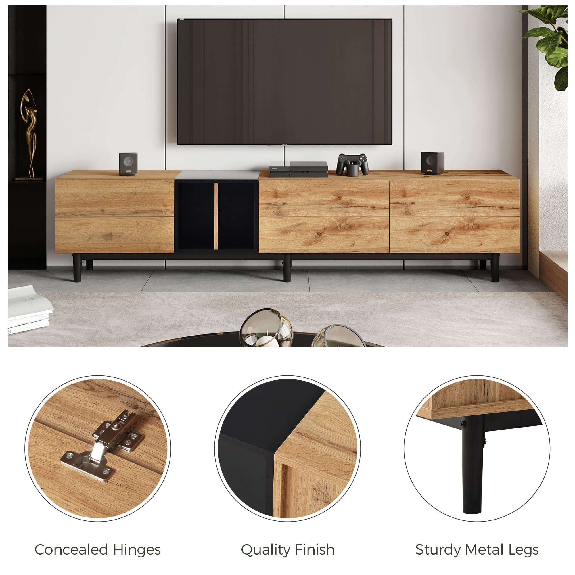 77-Inch Modern TV Stand with Storage Cabinets