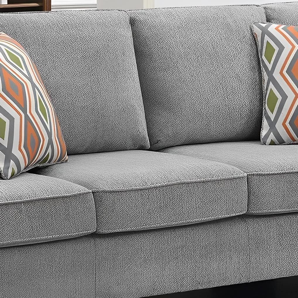 Sectional Sofa with 4 Cushions, Modern Tufted Micro Cloth L-Shaped Sofa Couch
