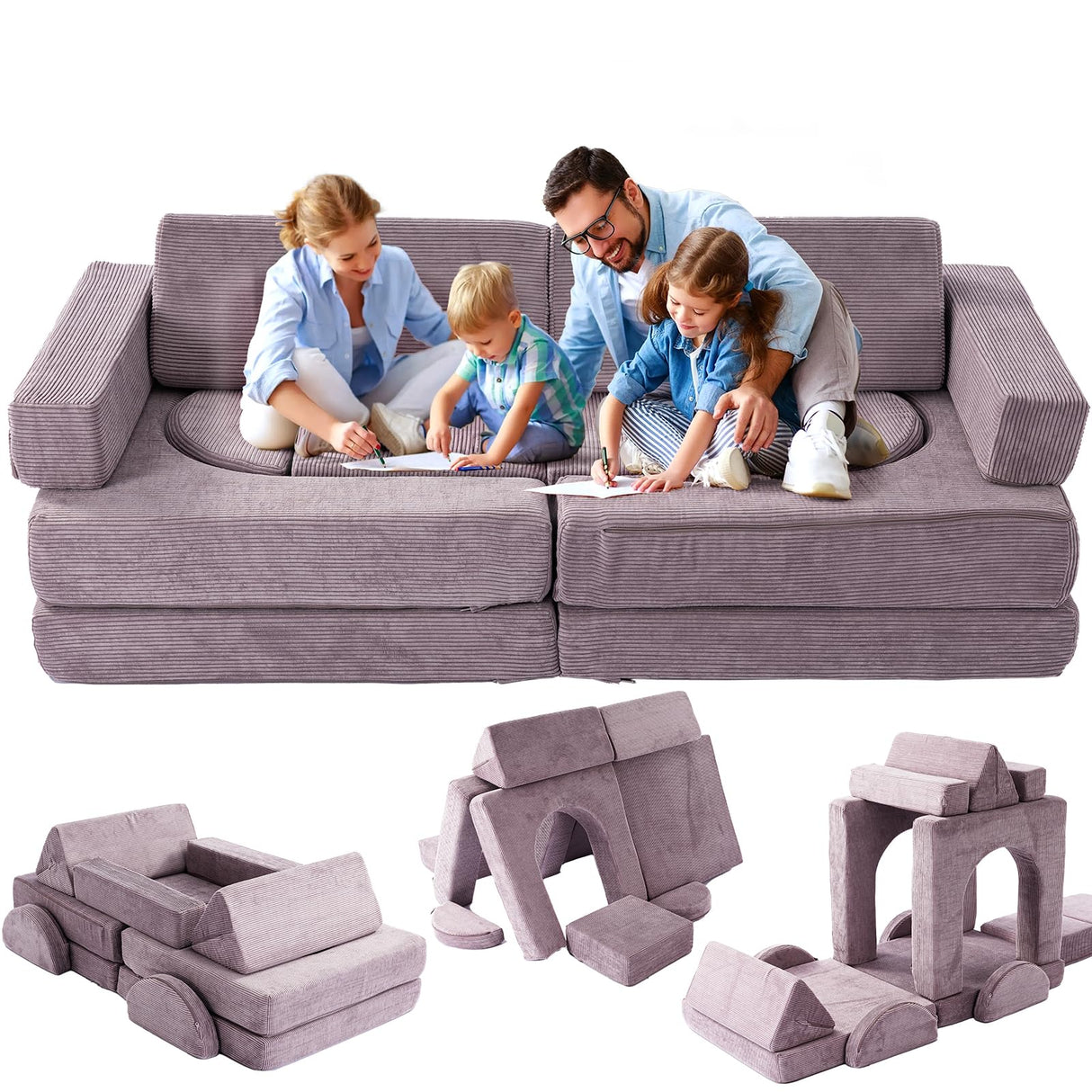 Play Couch, 14PCS Nugget Couch Toddler Building Fort, Versatile 500+DIY Creativing