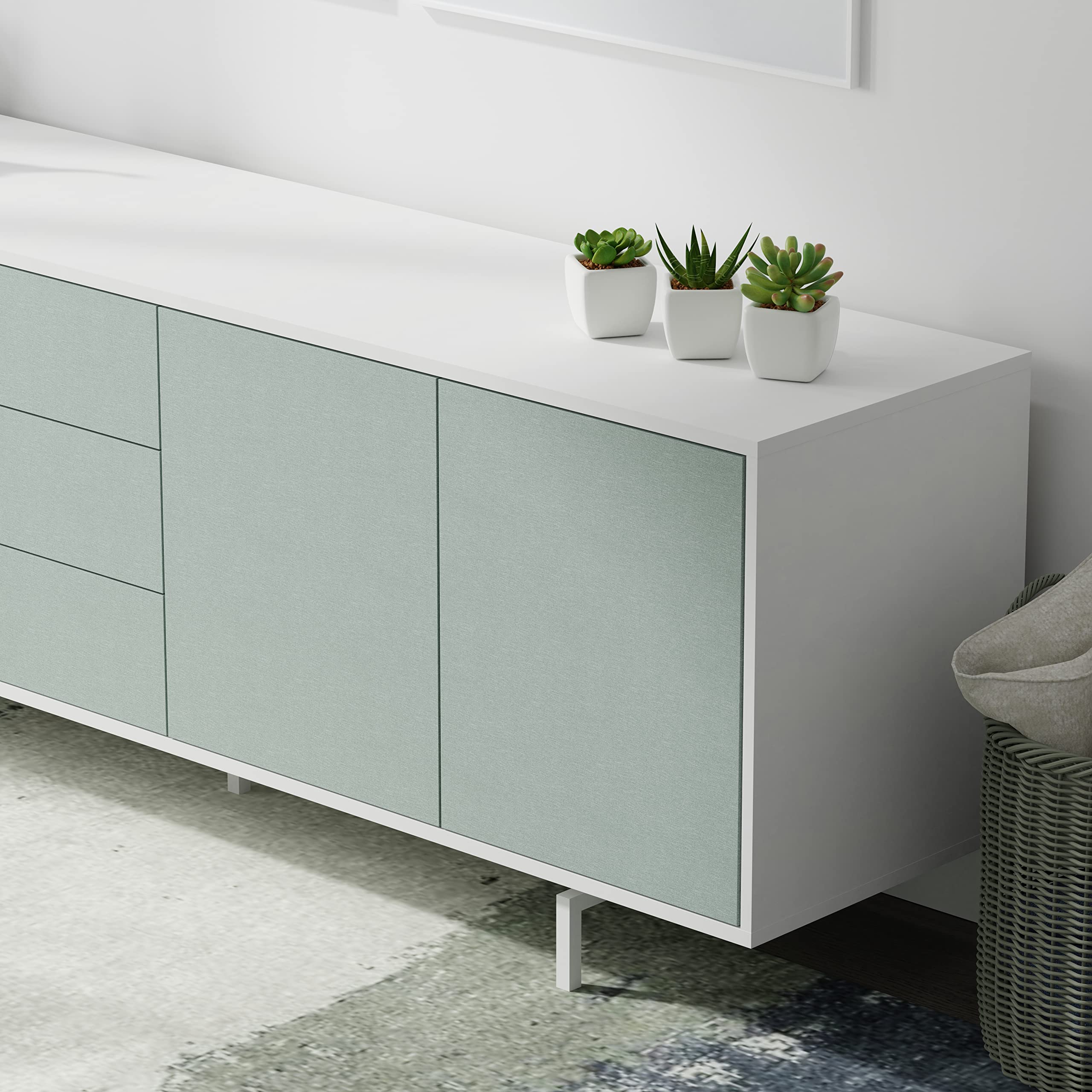 Atlas 78" x 28" Highboy Modern TV Stand Cabinet and Sideboard - White Frame