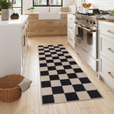 Checkered Easy Jute Runner Rug, 2x6 Hallway Kitchen Runner Rug Non Slip Washable