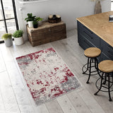 Vogue Contemporary Abstract Red Grey Indoor Doormat Rug for Living Room