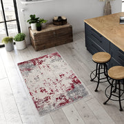 Vogue Contemporary Abstract Red Grey Indoor Doormat Rug for Living Room