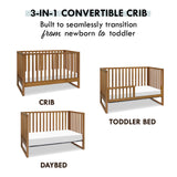 Hunter 3-in-1 Convertible Crib, Chestnut, Easy Assemble, Greenguard Gold Certified