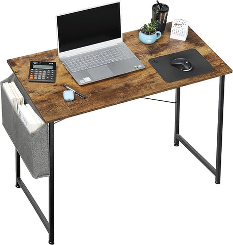 Computer Desk, Modern Simple Style Desk for Home Office, Study Student Writing Desk, Vintage Wooden Desk, Brown, 47 Inch