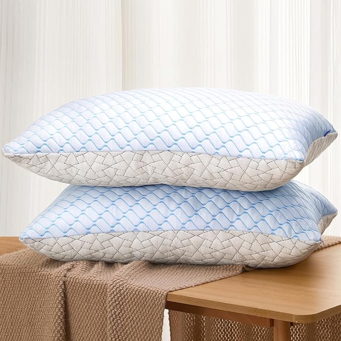 Pillows Queen Size Set of 1/2, Shredded Memory Foam Pillows, Cooling Foam Pillows for Sleeping