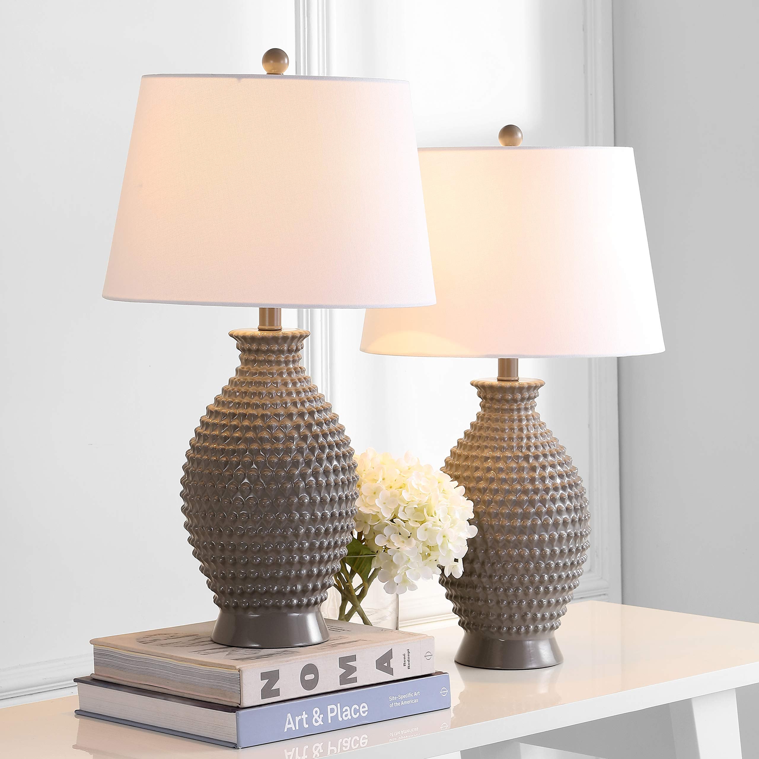 Rosten Grey Textured Table Lamp Set of 2 - 27 Inch