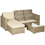 3 Piece Patio Wicker Furniture Set with Storage Loveseat