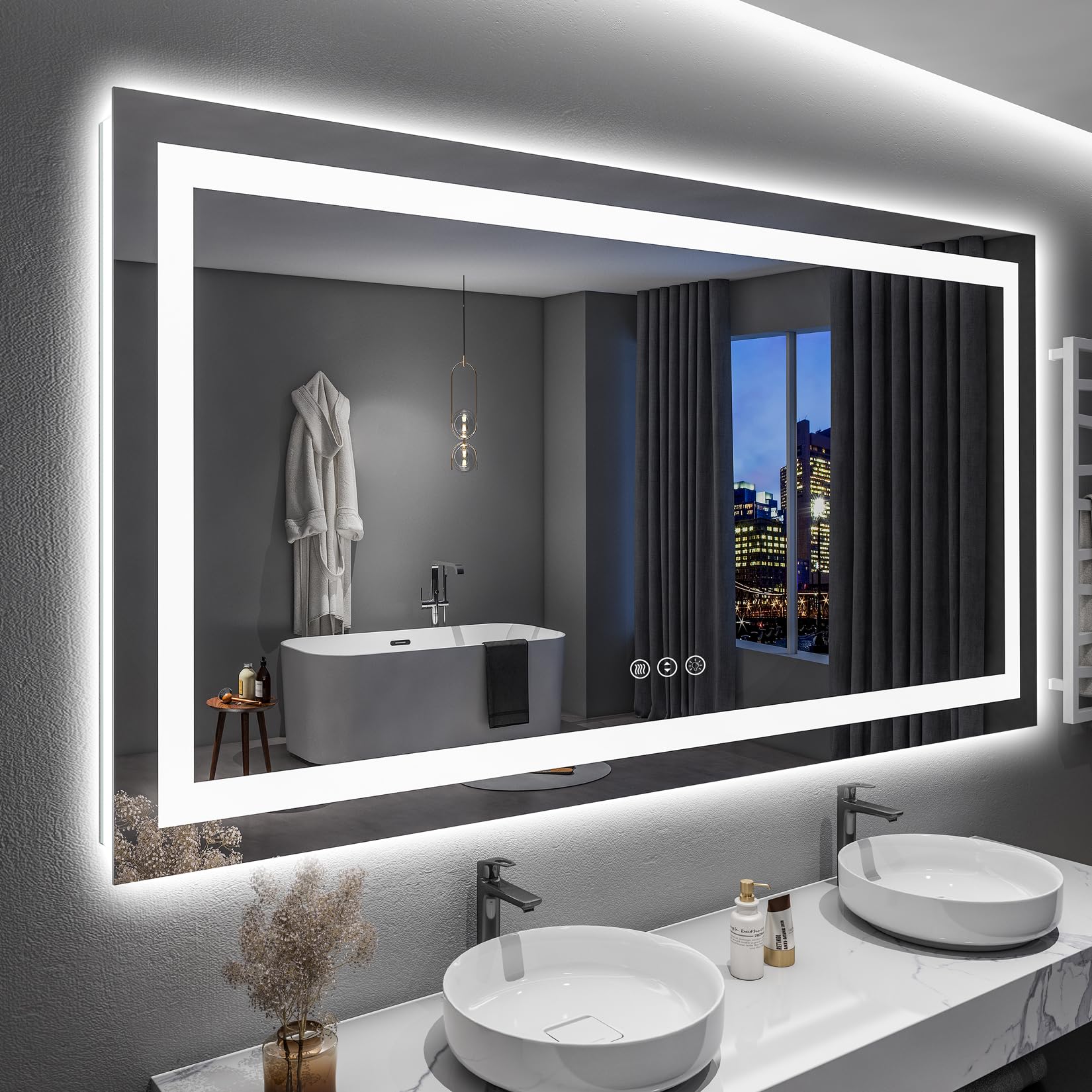 LED Bathroom Mirror with Lights Front and Backlit Lighted Vanity Mirror